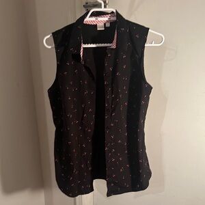 Twik Black Sleeveless Blouse with cherry Details